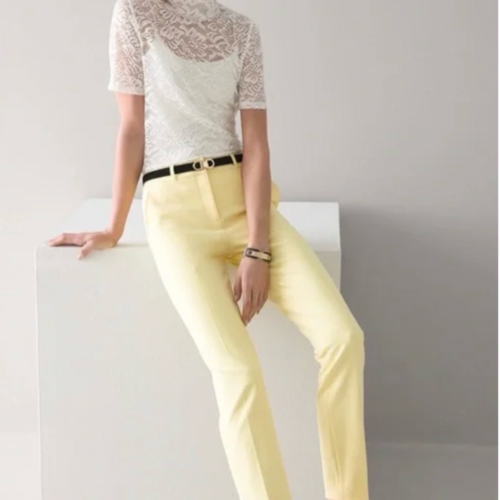 White House Black Market Light Yellow Straight-Leg Trousers